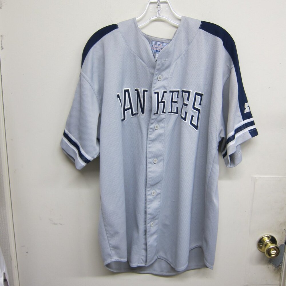 New York Yankees by Starter Men's XL Genuine MLB Navy/Gray Baseball Jersey